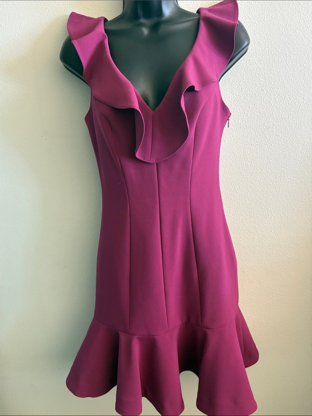 Likely Magenta Ruffle V-Neck Fit & Flare Mini pageant interview appearance 0